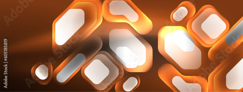 Glowing neon geometric elements abstract background. Neon light or laser show, electric impulse, power lines, techno quantum energy impulse, magic glowing dynamic lines