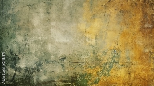 art abstract grunge dust textured monochrome background in shades of green and old gold colors generative ai © Chingiz