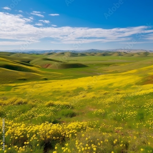 Carrizo Plain Hills Covered in Flowers. Generative AI ©  Creative_studio