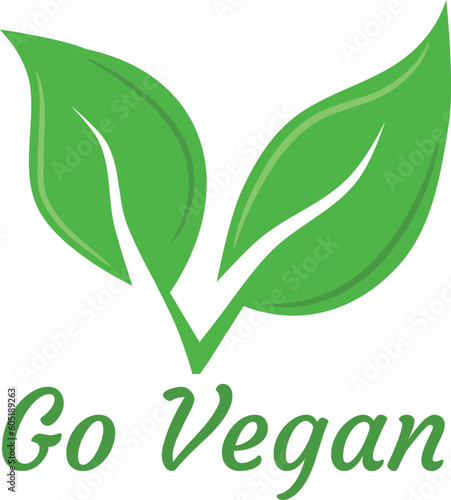Go Vegan slogan, Vegetarian eco concept illustration. ZIP file contains EPS, JPEG and PNG formats.