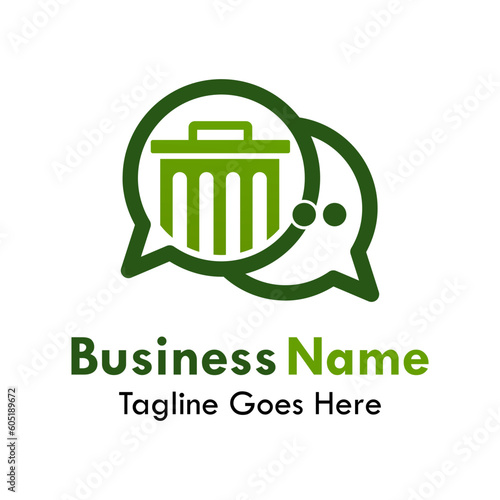 chat trash can design logo template illustration