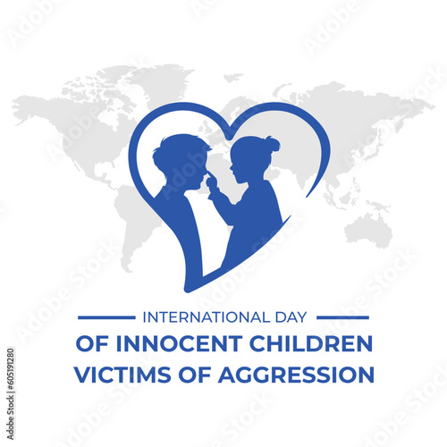 International day of innocent children victims of aggression. Vector template illistration for poster, banner, card, social media post, etc