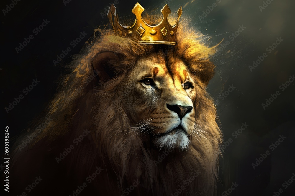 Lion crown king. Generate Ai