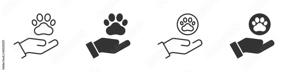 Animal paw on a human hand. Vector illustration. Animal paw on a human hand. Vector illustration.