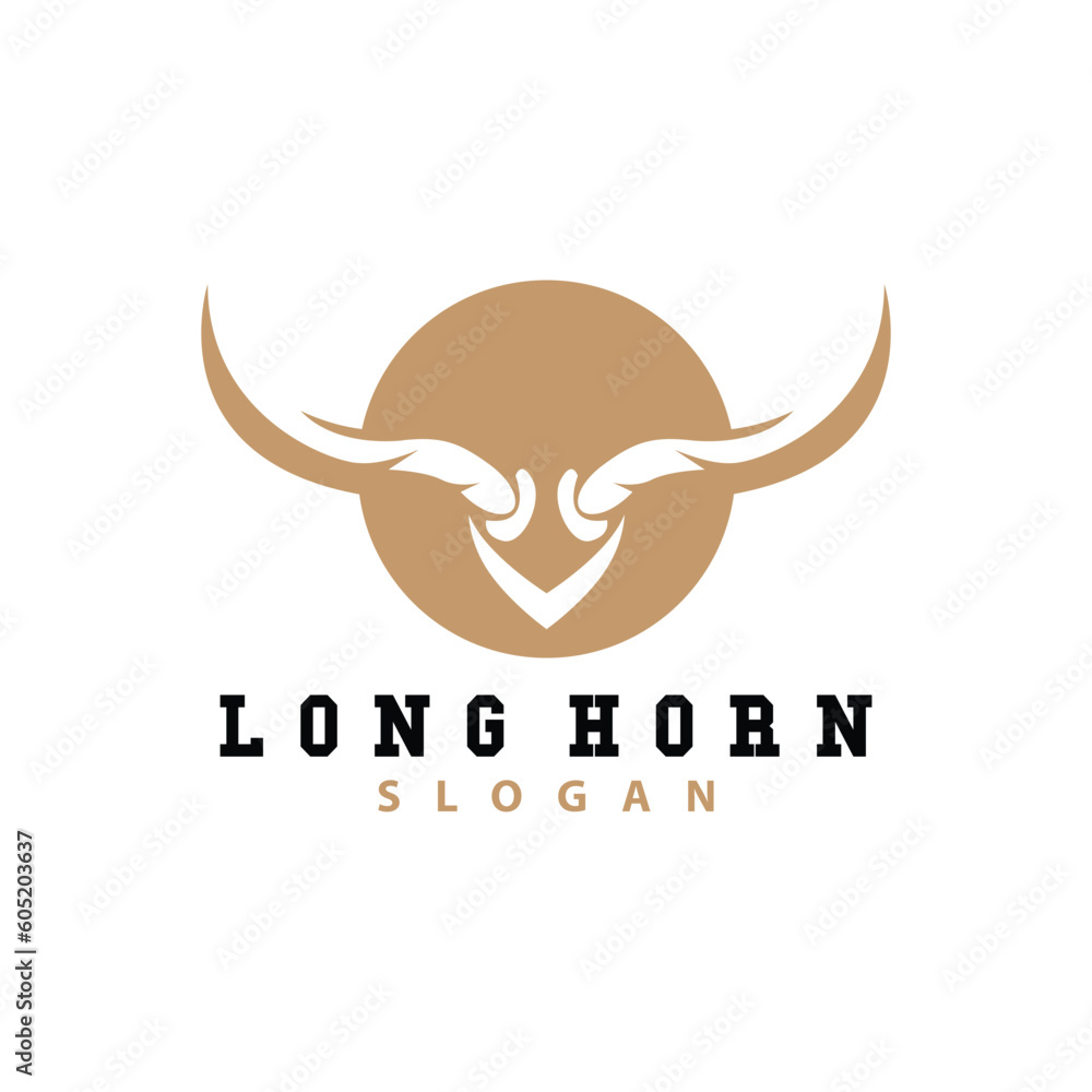 Long Horn Logo, Livestock Bull Animal Vector, Retro Vintage Design, Silhouette Icon, Template Brand Long Horn Logo, Livestock Bull Animal Vector, Retro Vintage Design, Silhouette Icon, Template Brand