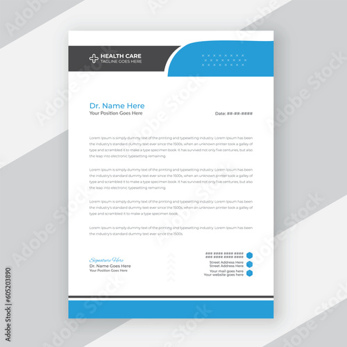 Creative and modern healthcare medical doctor or nurse letterhead design