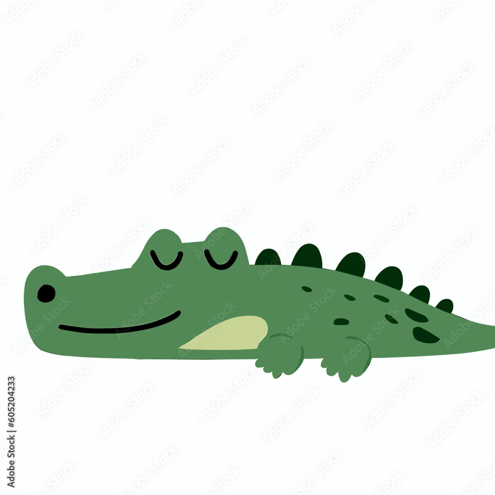 Fototapeta premium Cute little crocodile / aligator sleeping vector art