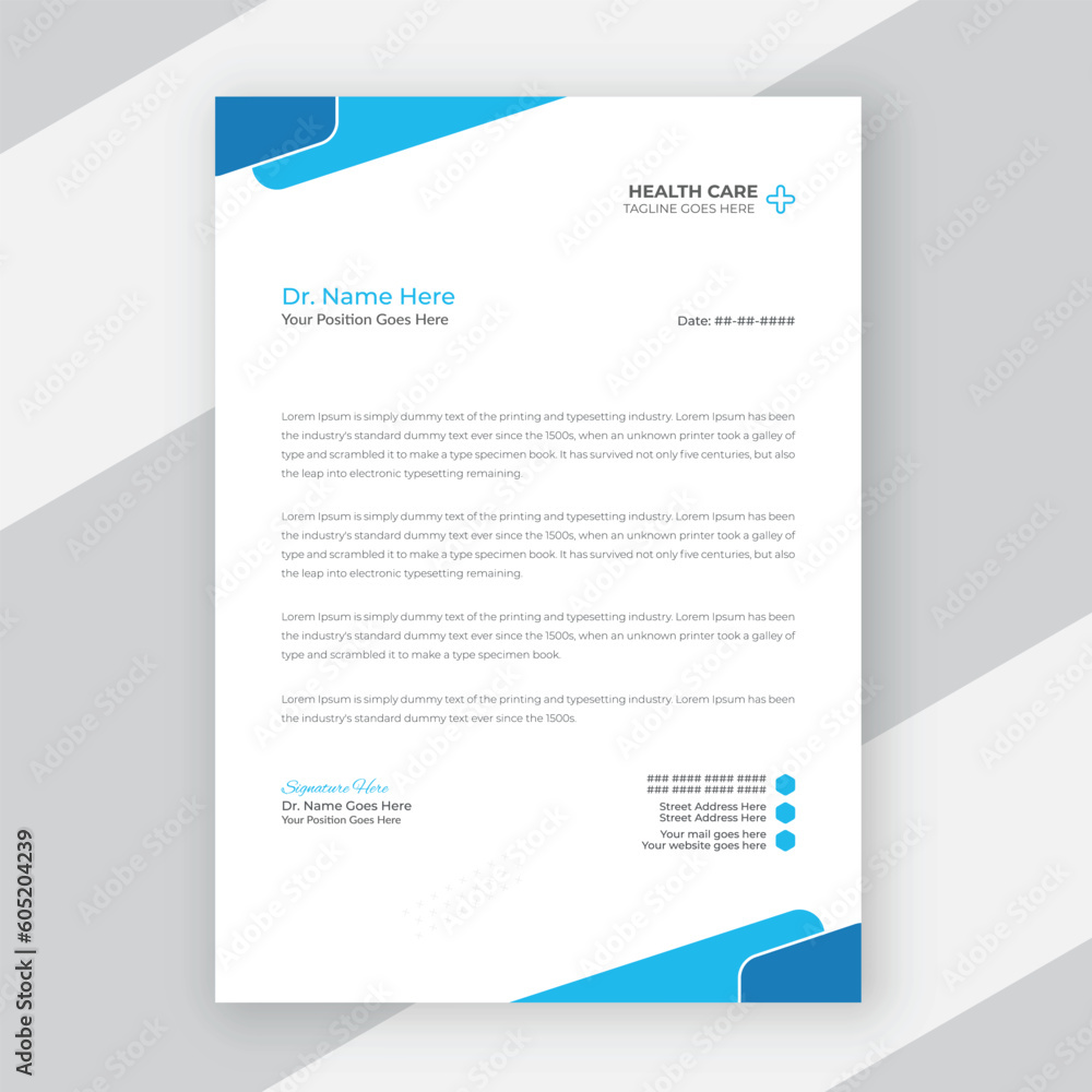 Professional doctor business medical service office letterhead template