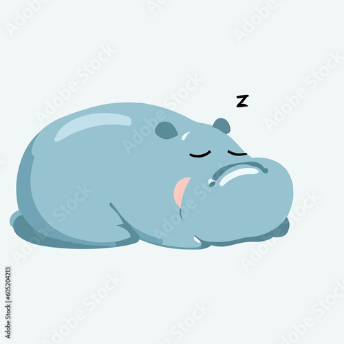 Cute little hippo / hippopotamus sleeping vector art