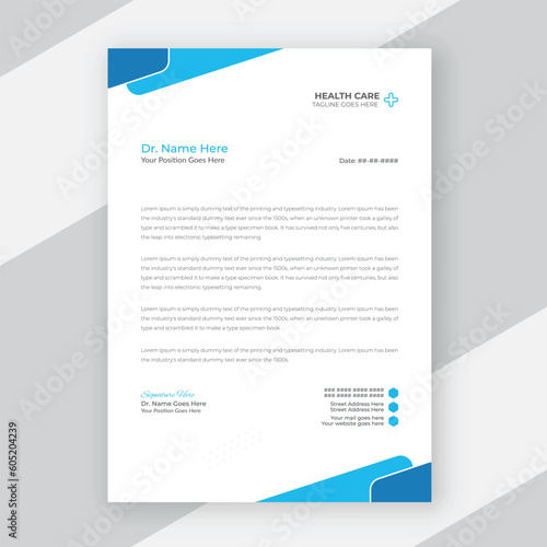 Professional doctor business medical service office letterhead template
