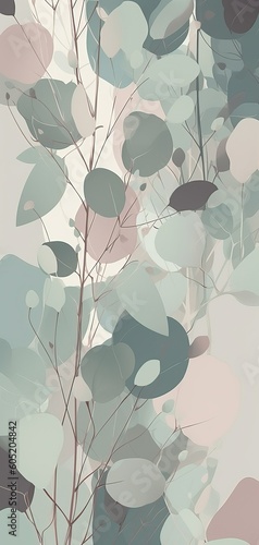 Beautiful delicate floral and leaves background. Generative Ai