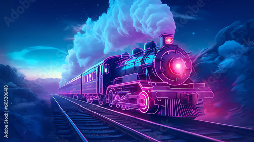 Canvas Print steam train illustration