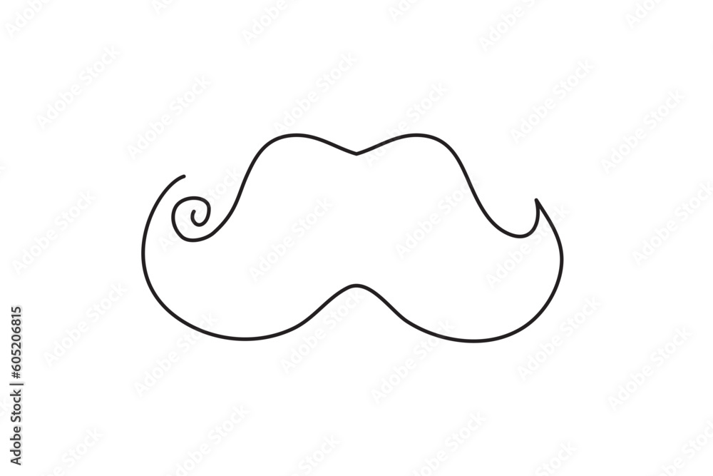 One Line Drawing Mustache, Continuous Line Dad Whiskers, Moustache, Vintage Man Hairstyle One Line Drawing Mustache, Continuous Line Dad Whiskers, Moustache, Vintage Man Hairstyle