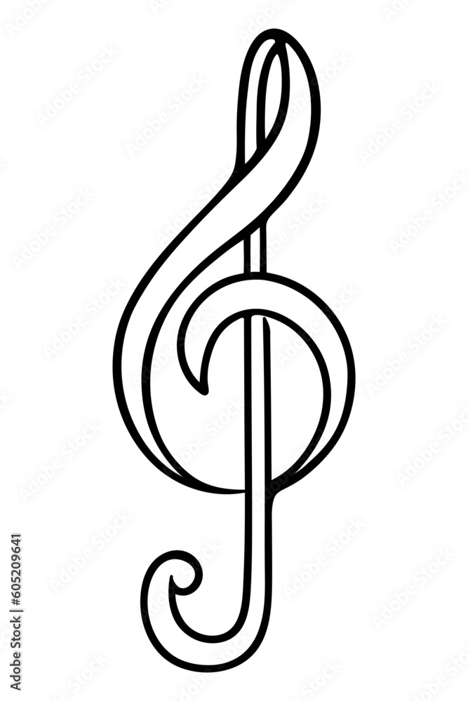 Treble clef. Sketch. Music sign. Vector illustration. Doodle style. Outline on isolated background. Idea for web design. Treble clef. Sketch. Music sign. Vector illustration. Doodle style. Outline on isolated background. Idea for web design.
