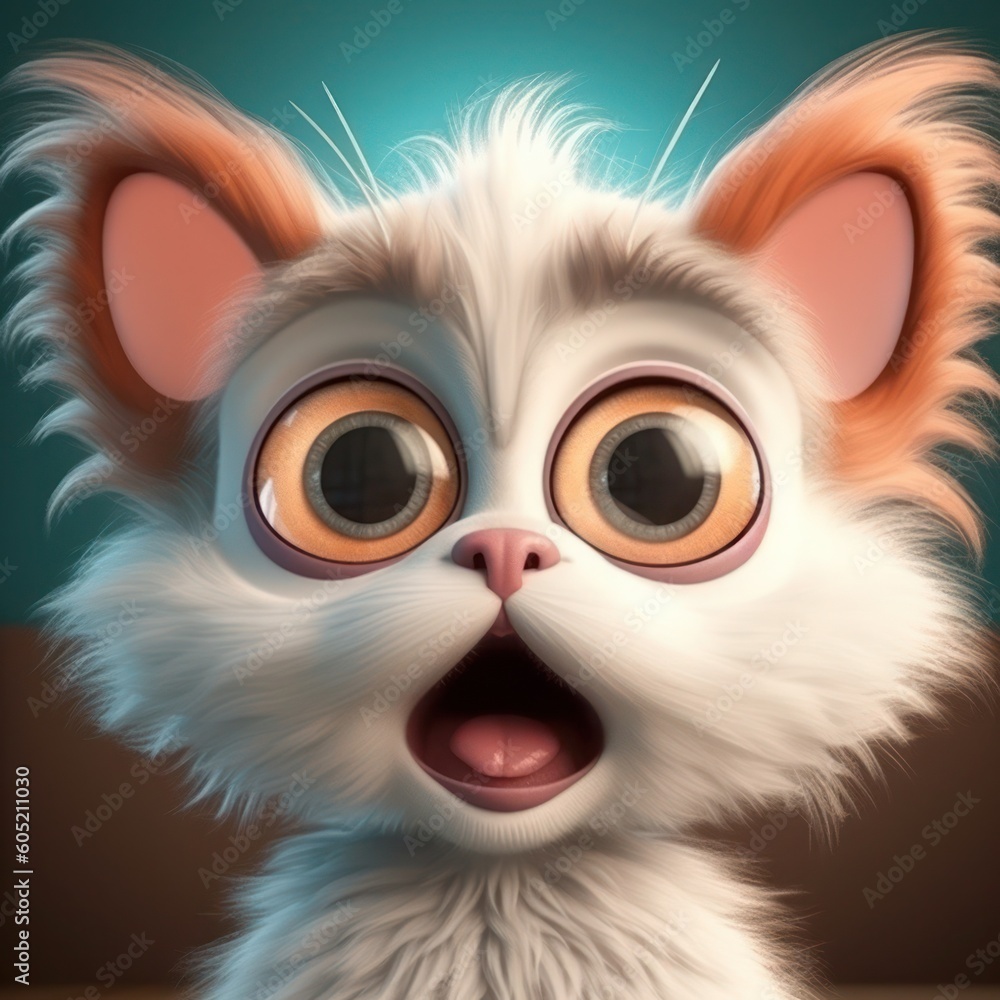 Cute kitten cartoon, generative ai