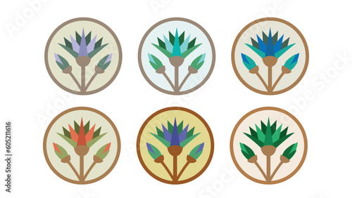 Egyptian Lotus Flower - The Pharaonic symbol of Ancient Egypt - Illustration Vector with ancient Egyptian Color palettes 