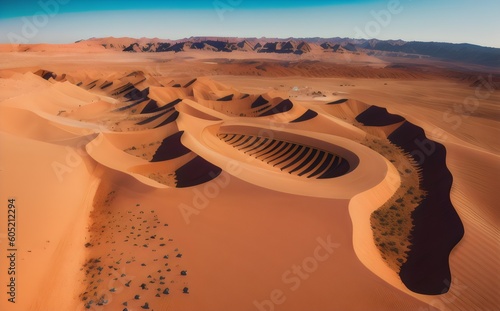 a desert landscape with a large sand dune - Generative AI