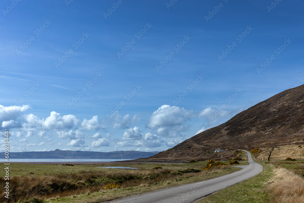 Road and coastline. Applecross Scottish Highlands. Scotland.