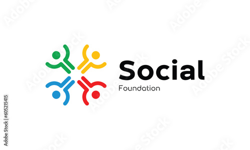 Logo vector social people solid teamwork symbol group solution strategy heart network community organization connection cooperation