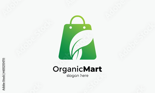 Logo vector bucket leaves healthy market concept green ecology agriculture business natural fresh food
