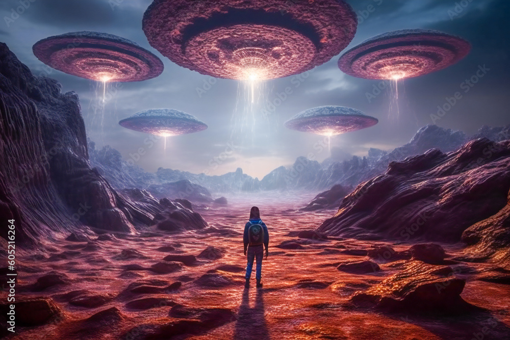 Weird alien structures on an alien planet. Created with Generative AI ...