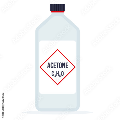 Plastic acetone bottle with chemical formula isolated on white background vector illustration photo