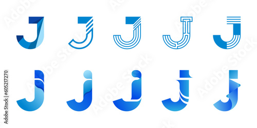 Letter J logo design for various types of businesses and company. colorful, modern, geometric letter J logo