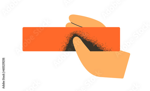 Hand holding rectangle, simple geometric shape. Geometry element, rectangular...