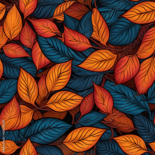 Natural autumn illustration with vibrant yellow leaves  elegantly arranged in a tile-like pattern  creating an uninterrupted visual. Generative AI illustration.