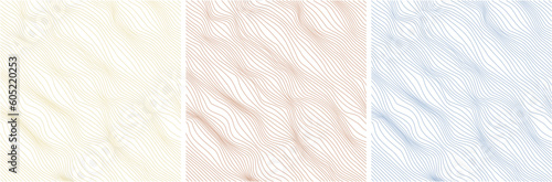 set of 3 background with abstract vector wave striped pattern 