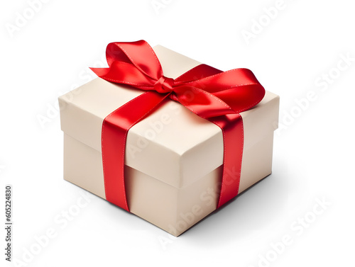 Canvastavla Gift box with red ribbon isolated on transparent and white background