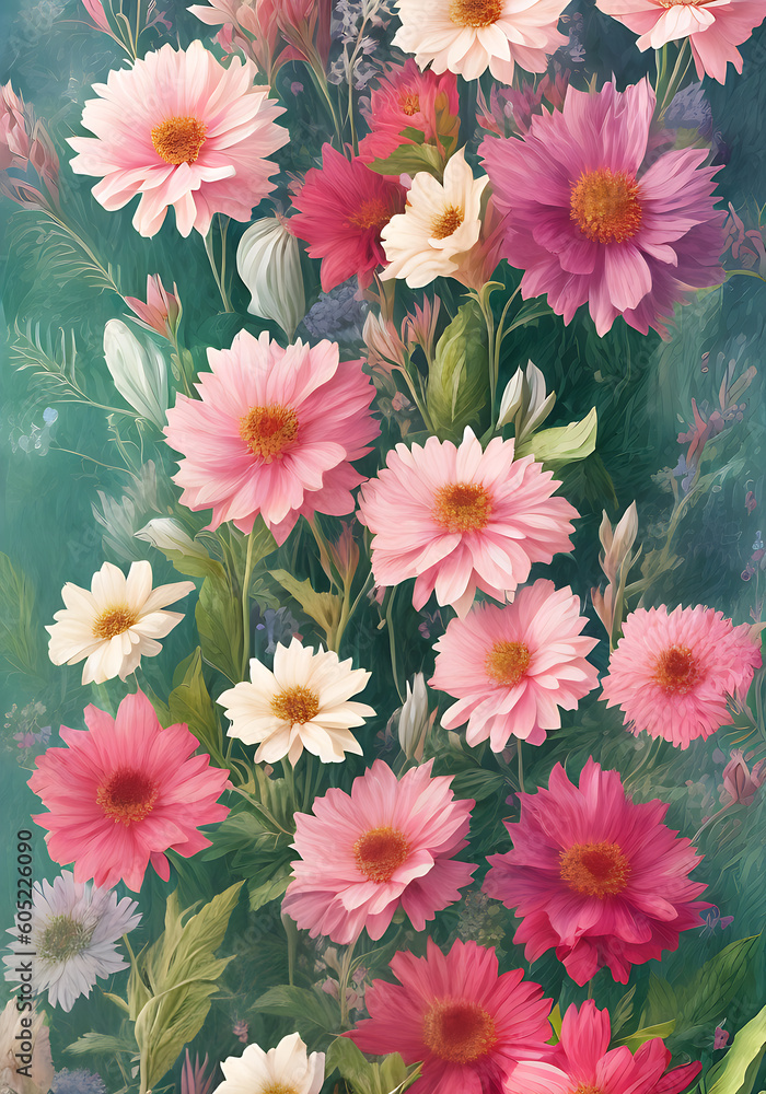 Botanical paper with watercolor flowers Pantone. Botanical paper with watercolor flowers Pantone.