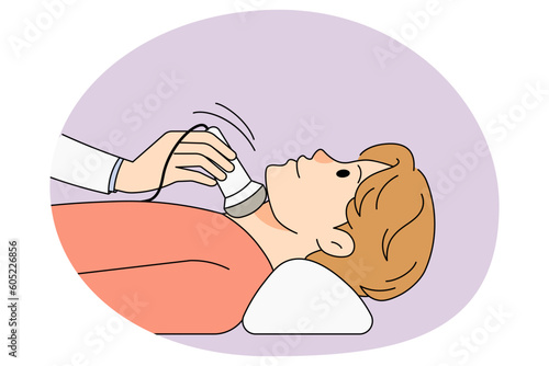 Male patient have thyroid ultrasound examination