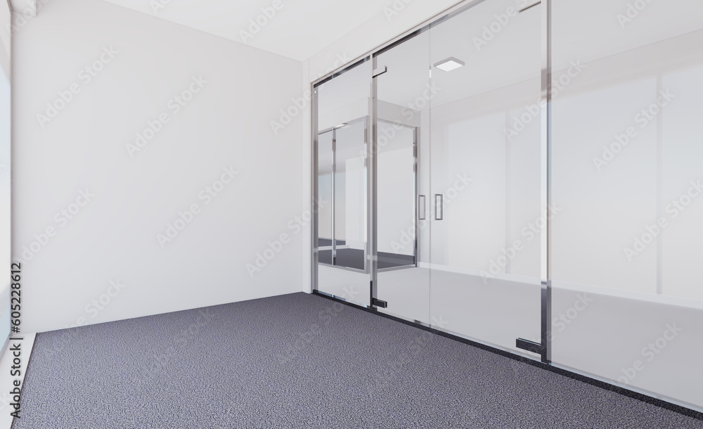 Modern office building interior. 3D rendering. Modern office building interior. 3D rendering.
