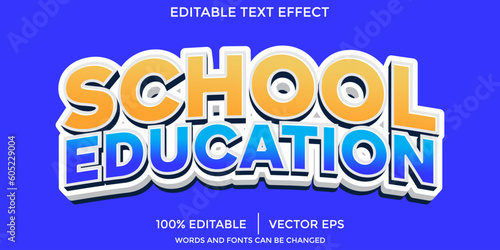 School education 3d style editable text effect