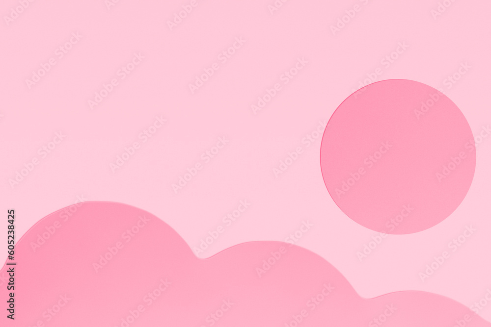 Paper pink background with shaped elements.