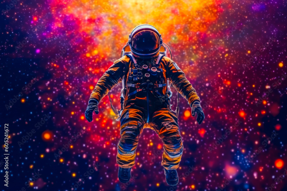 Fototapeta premium Astronaut floating in space surrounded by beautiful stars.AI generated.
