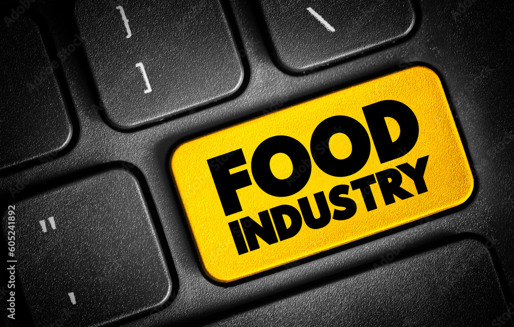 Fototapeta premium Food Industry text button on keyboard, concept background