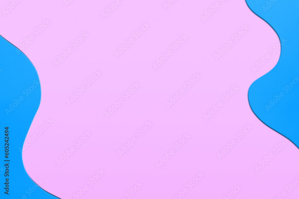 Paper pink background with shaped blue elements.