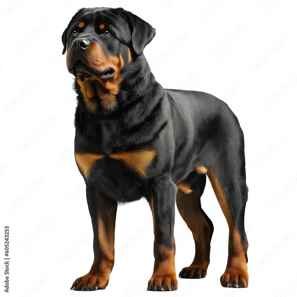 Rottweiler on a transparant background, PNG, Generative Ai