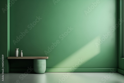 blank wall mockup  modern interior with green wall