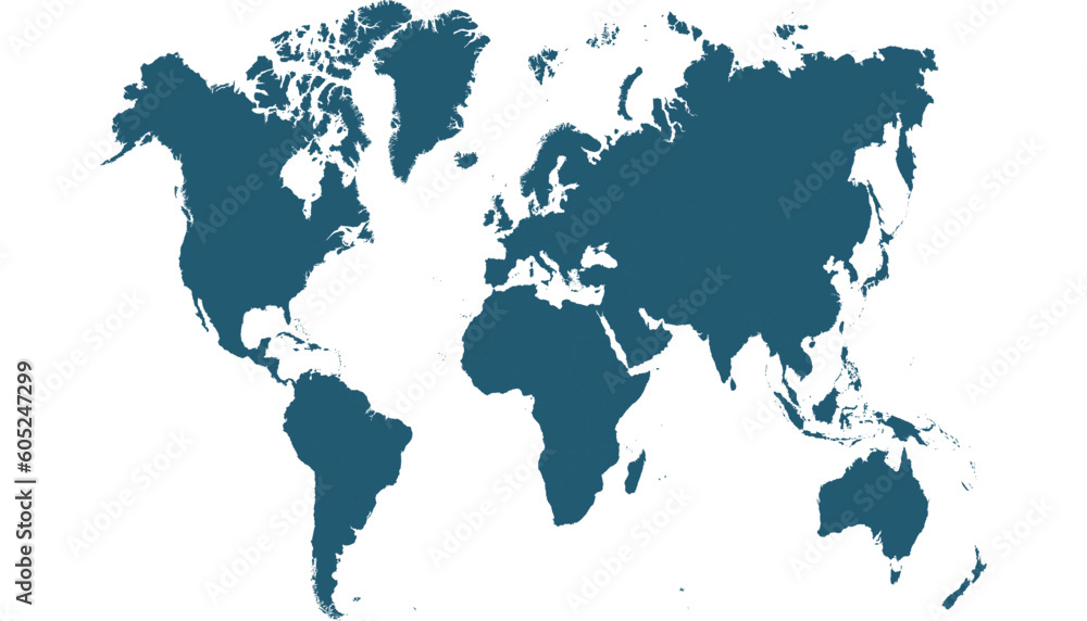Obraz premium World map. Silhouette map. Color modern vector map. 