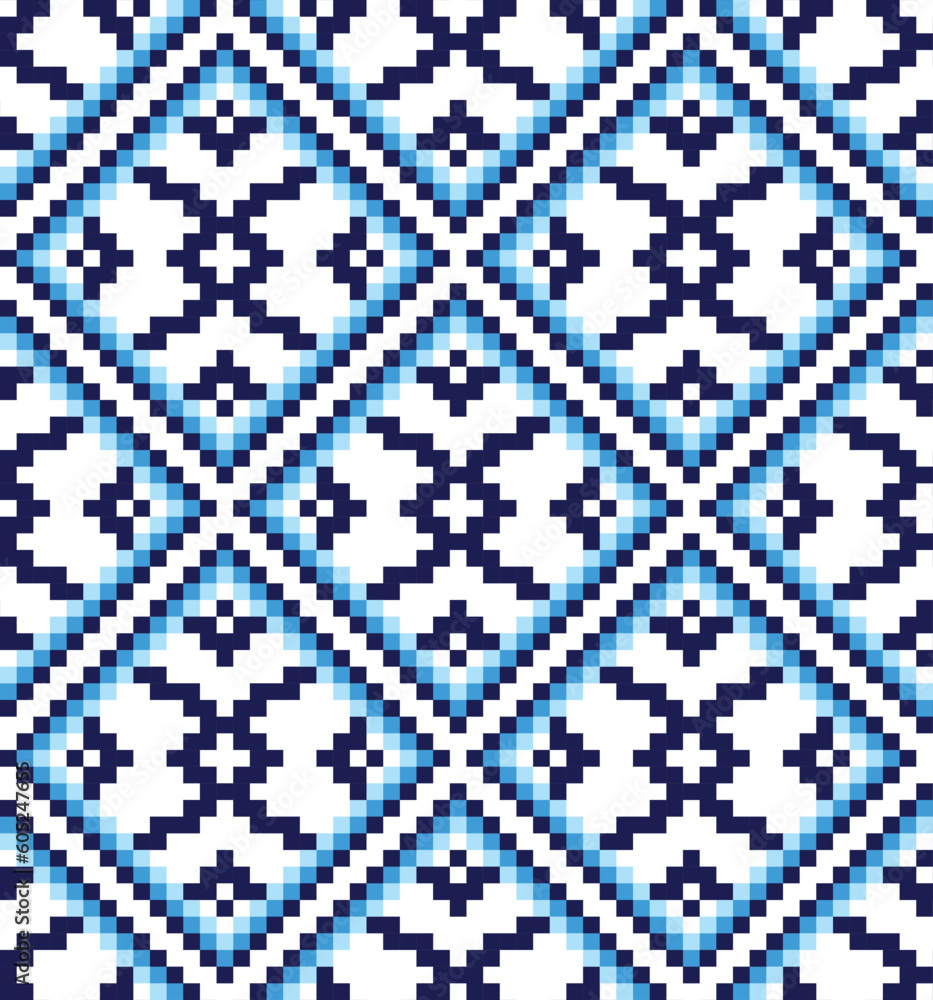 seamless pattern set blue color. tribal pattern. local fabric pattern. pixel seamless pattern set blue color. tribal pattern. local fabric pattern. pixel