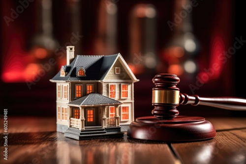 a house with a judge's gavel on top symbolizing homeowners association's power