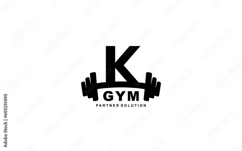 K Letter Gym fitness logo template 