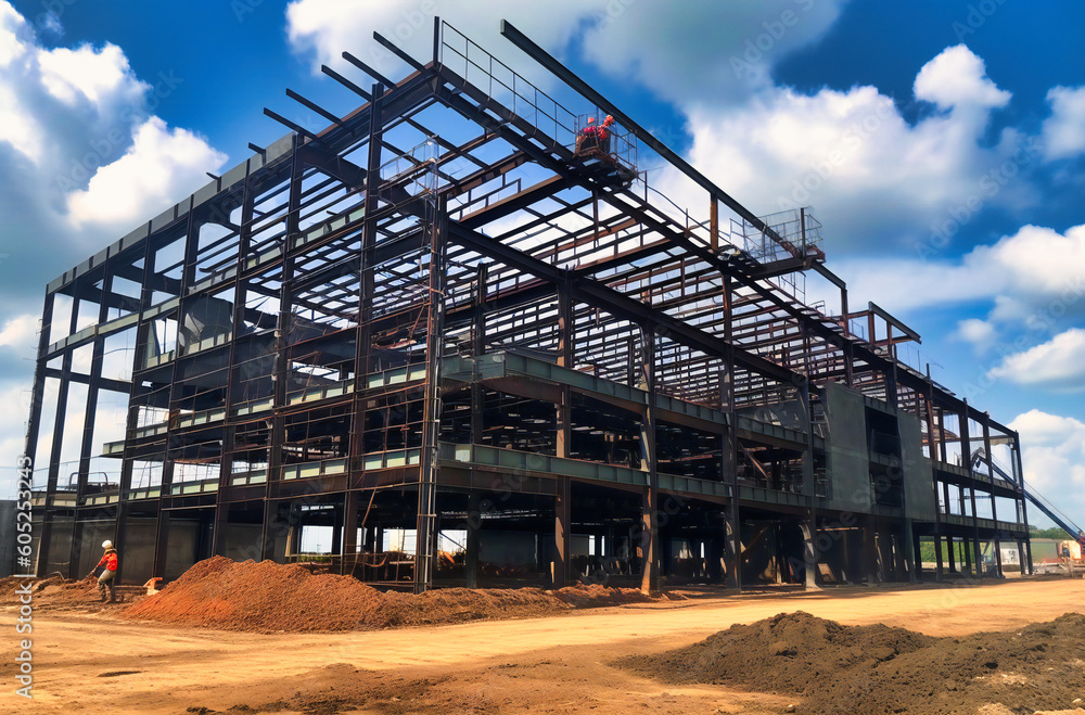 large steel structure building under construction large steel structure building under construction