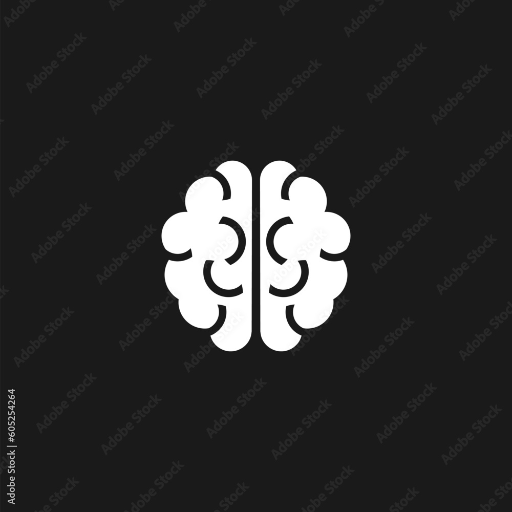 Simple icon human brain isolated on black Simple icon human brain isolated on black