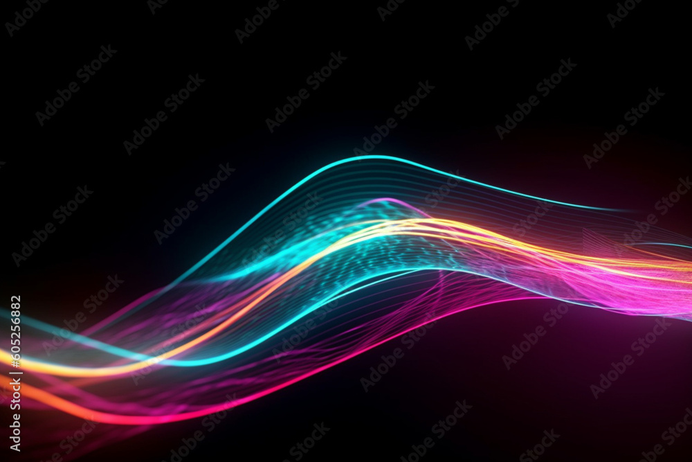 abstract internet data light stripe flowing in cyberspace network information communication technology concept neon curve line moving in motion