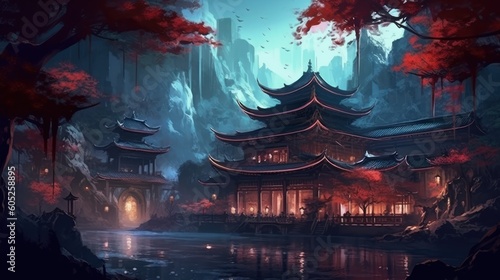 Chinese fantasy style scene art © Damian Sobczyk