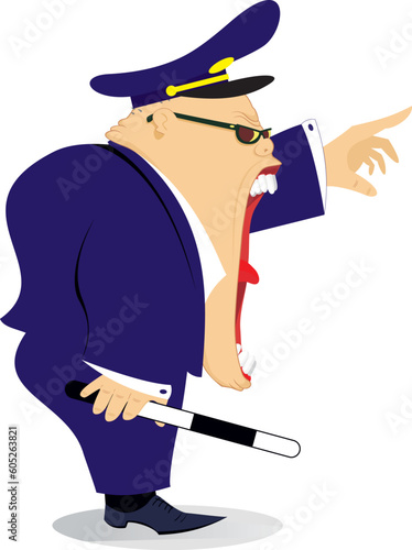 Shouting traffic police.
Colorful cartoon traffic cop

